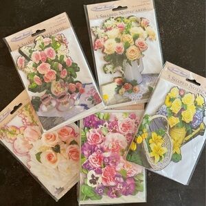 Vintage Special Moments flower bouquet shaped blank note cards